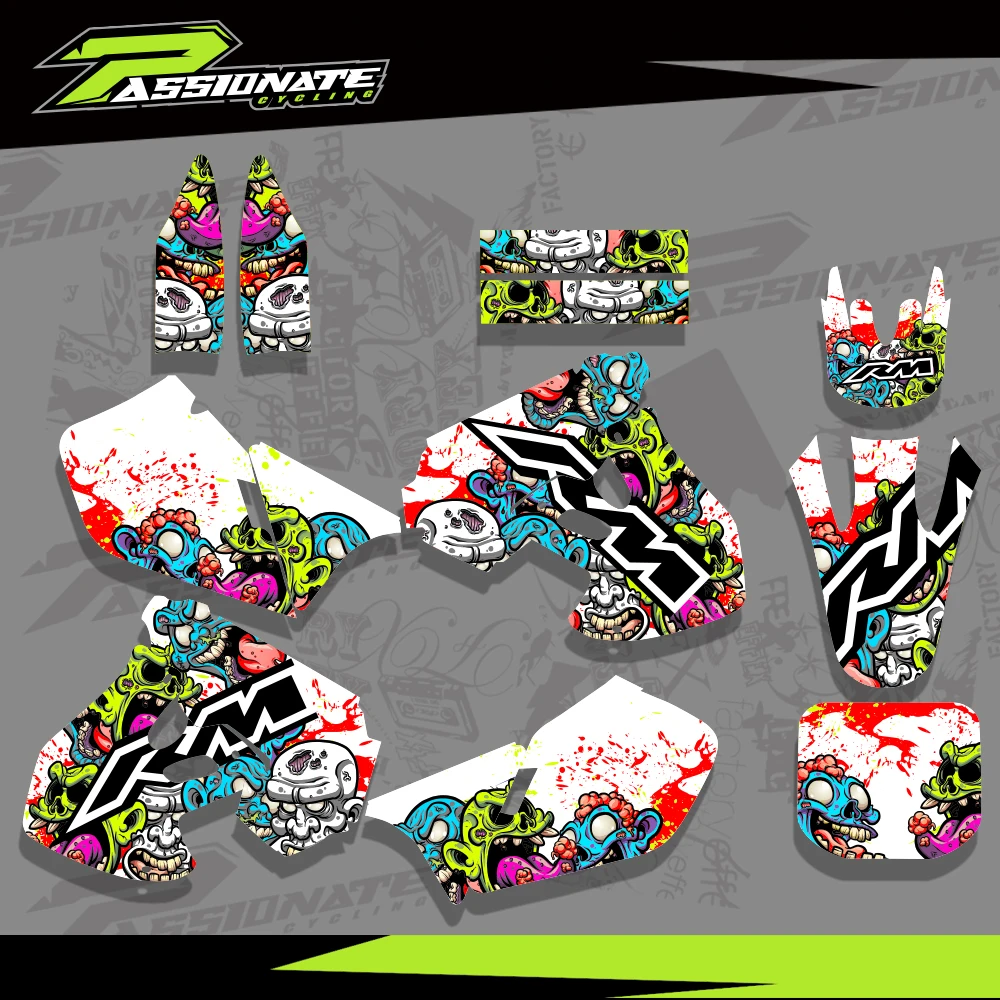 For SUZUKI RM125 RM250 RM 125 RM 250 1999 2000 Graphics Decals Stickers Motorcycle Background Custom Number Name