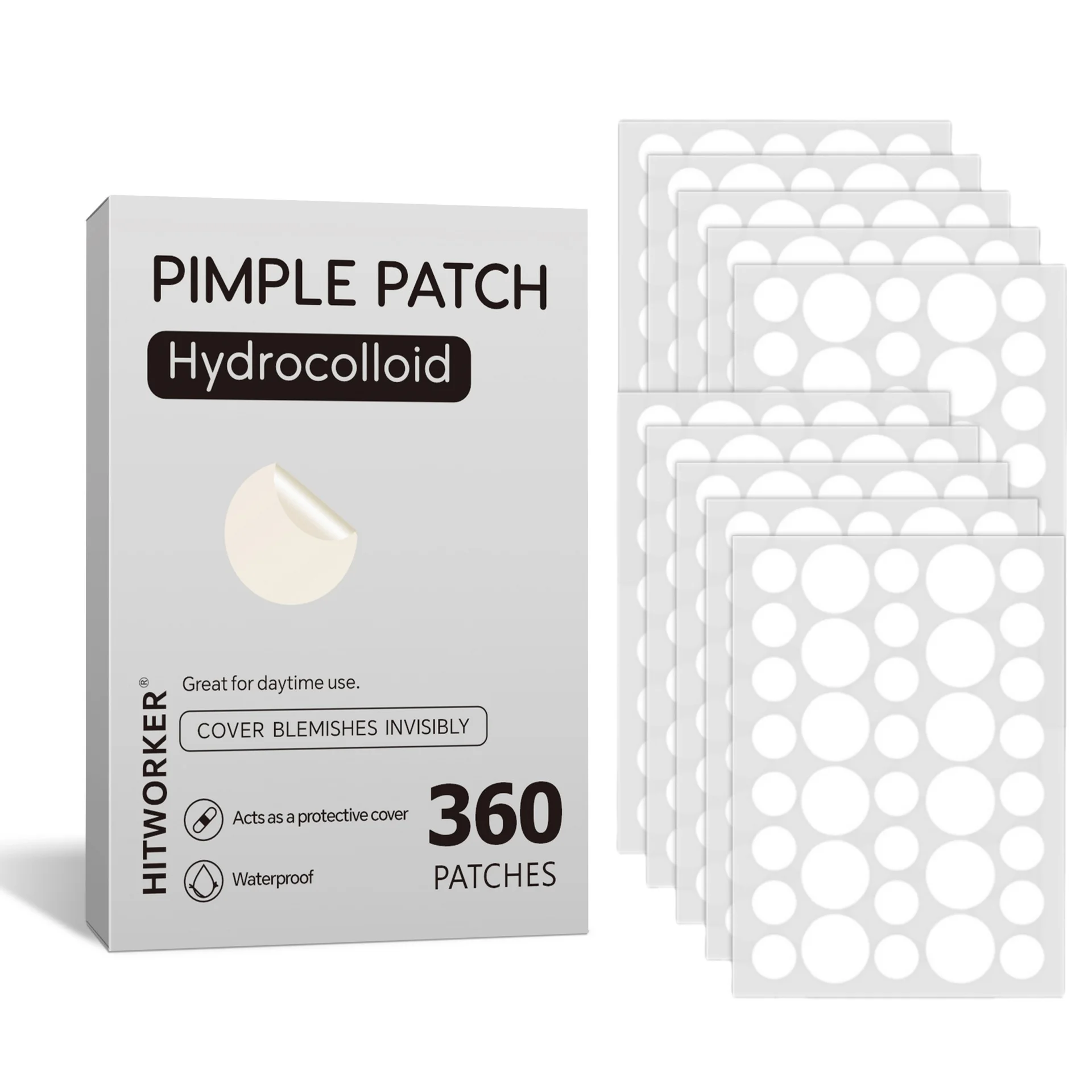 360 misturando perfeitamente dos remendos da acne. Ultra-suave, impermeável e respirável para cuidados duradouros em toda a pele.