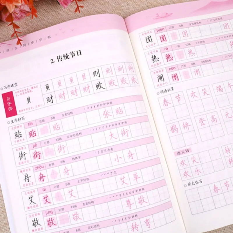 Primary School Student Synchronized Copybook Grades 1 to 7 People's Education Edition Chinese Character Miaohong Practice Book