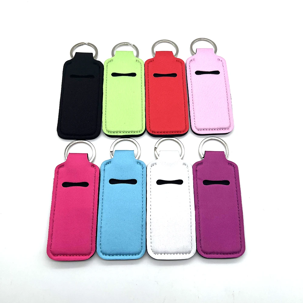 8pcs Lip Balm Holder solid color lipstick cover lipstick cover outdoor portable women\'s lipstick pendant key chain