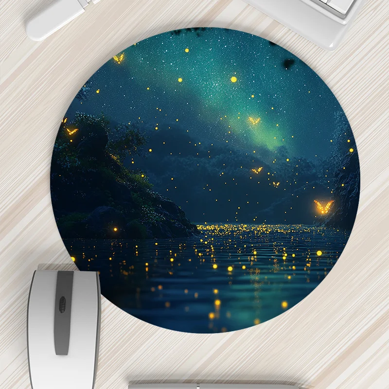 The Aurora Lake designed mouse pad with a durable and anti-slip rubber base is suitable for gamers and office use