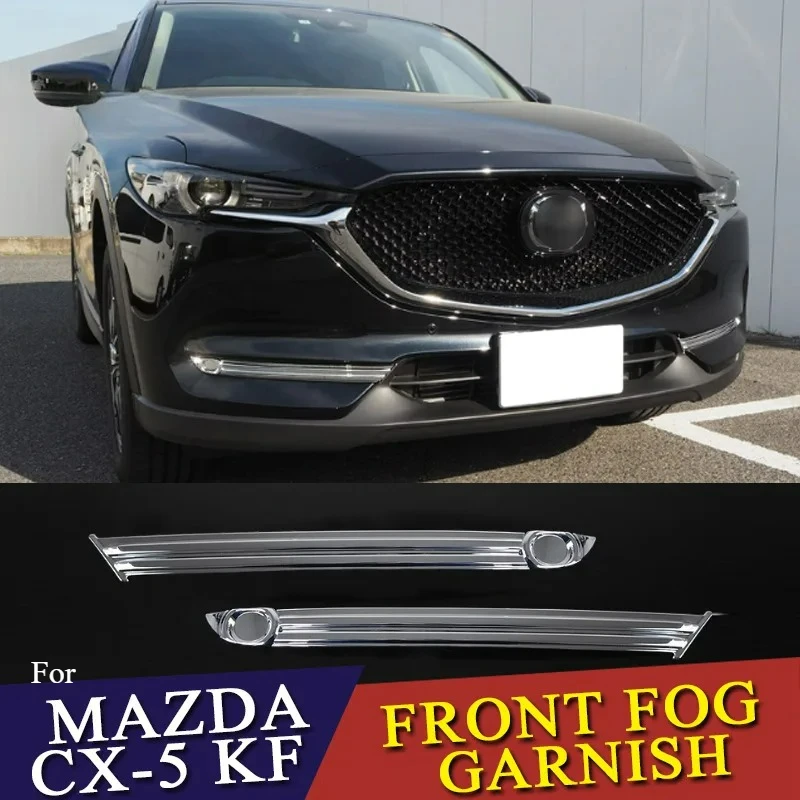 

For Mazda CX5 CX-5 KF 2017 2018 2019 2020 2021 Chrome Front Fog Light Lamp Cover Trim Foglight Molding Eyebrow Eyelid Styling