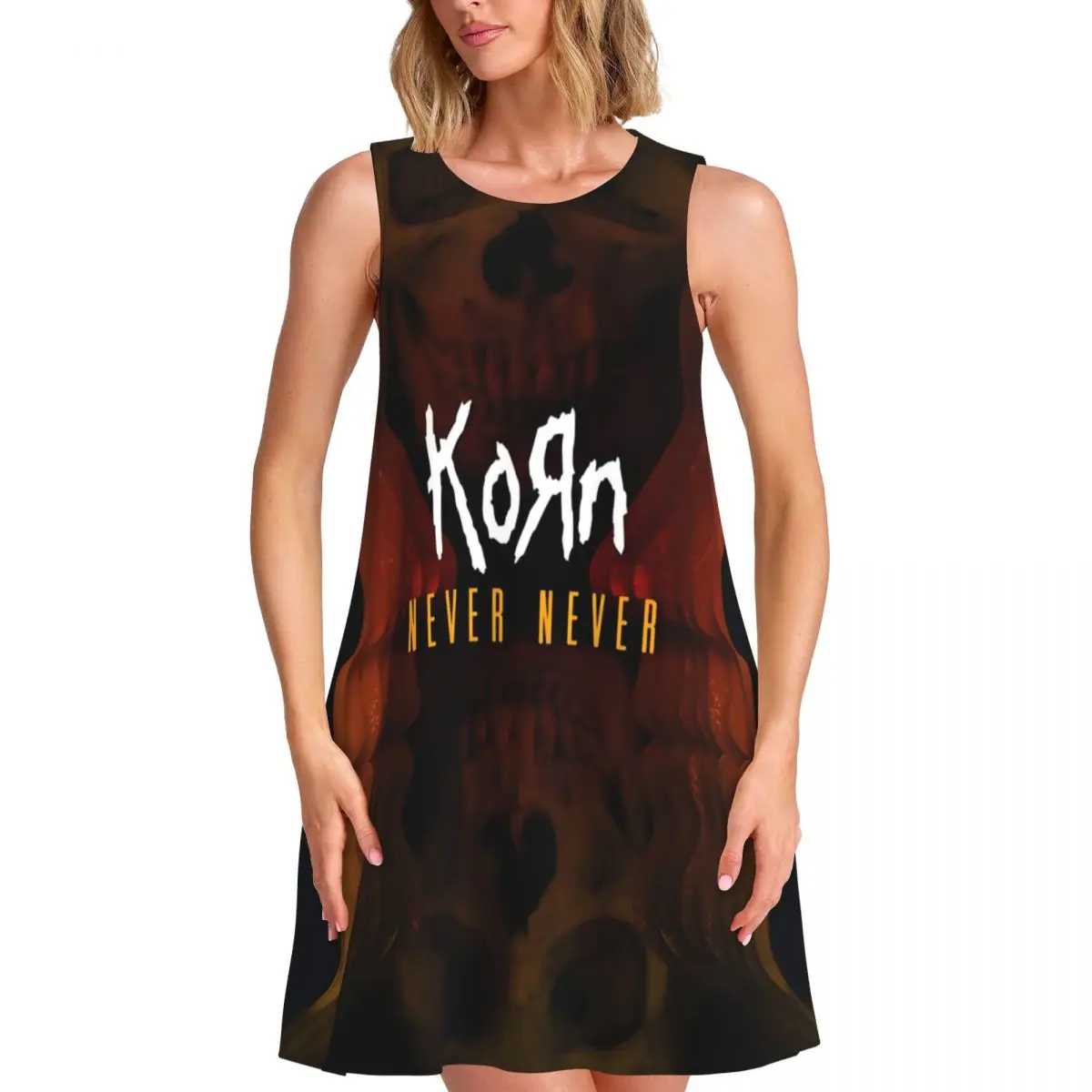 

Модное платье Korns Heavy Metal Music Hard Rock Roll без рукавов, сарафан, повседневный сарафан с карманами для путешествий, пляжное платье