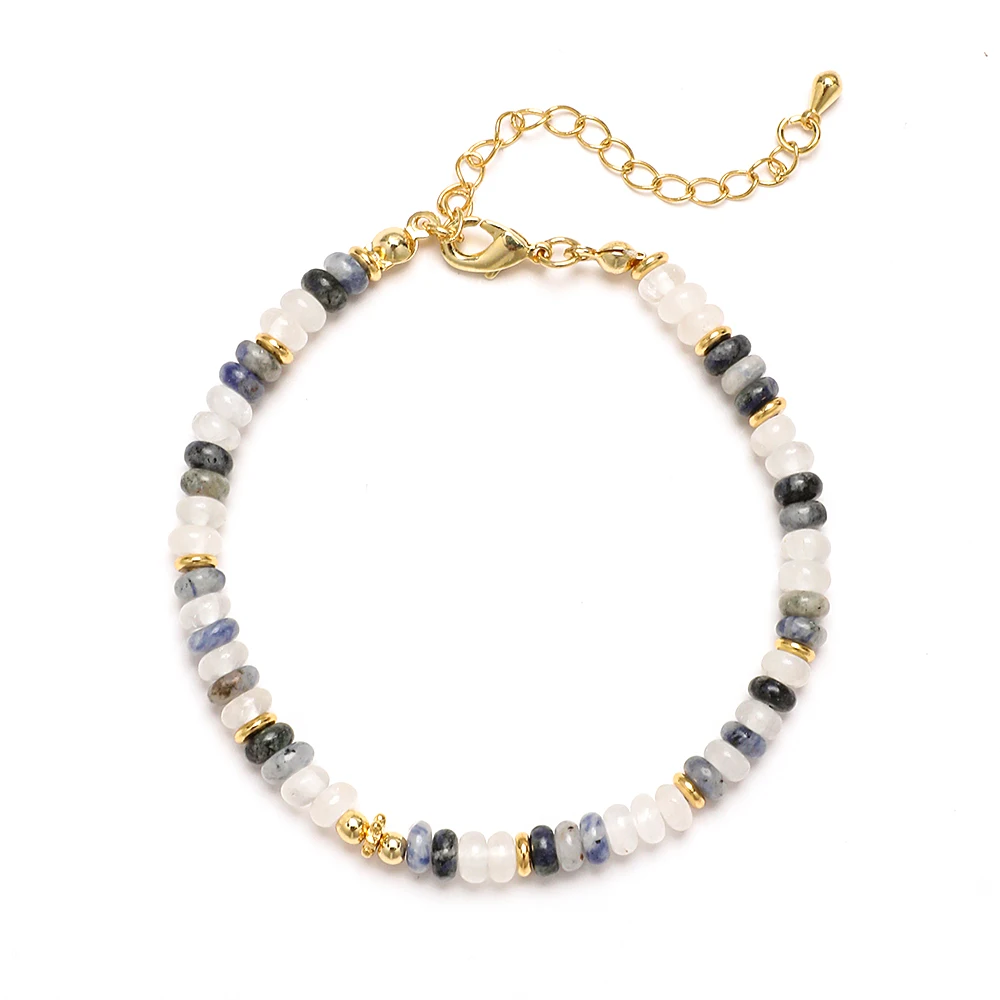 New Mixed Plate Loose Space Stone Bracelet Women Men Natural Braslet Beaded Gold Color Braclet Pulsera Homme Vintage