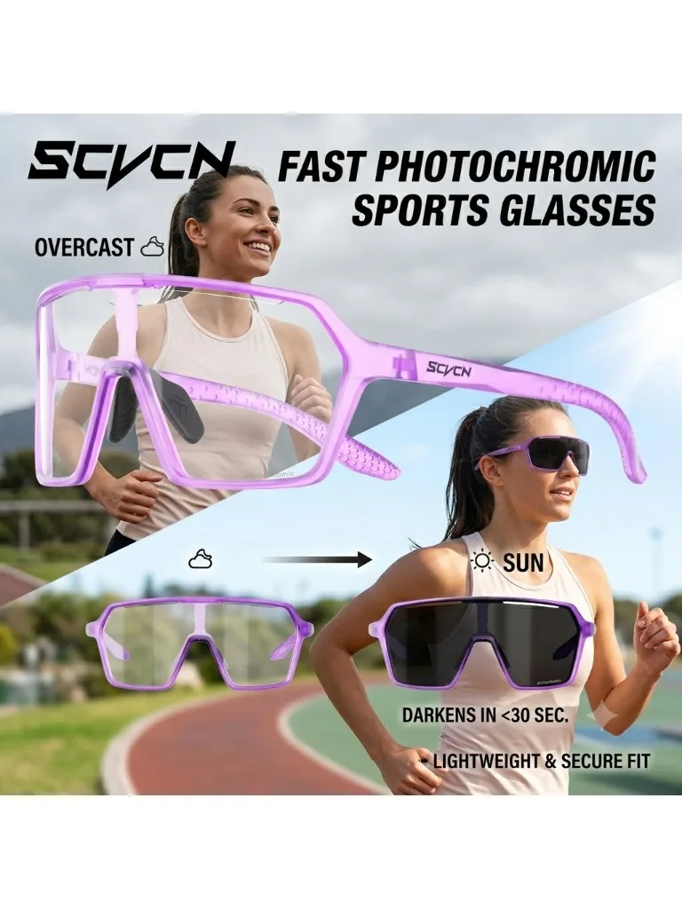AliExpress 2026 SCVCN New Women Photochromic Sunglasses Cycling Glasses Sports for Men Mountain Bike Road Fashion Eyewear Goggles UV400 MTB
