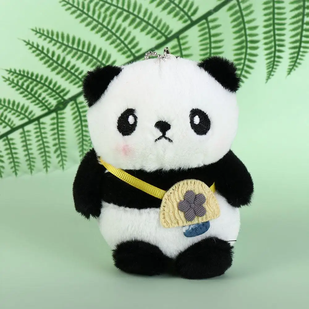 Delicado pelúcia bonito panda chaveiro pp algodão estilo coreano boneca carro chaveiro saco pingente