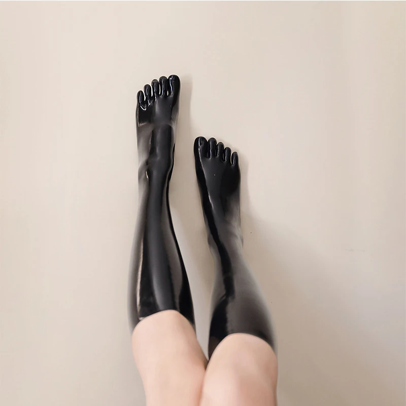 

Latex Rubber Gummi Stocking 5 Toes Middle Socks Five-finger Socks 0.4mm Unisex for Women Men Wear with Bodysuit Fetish