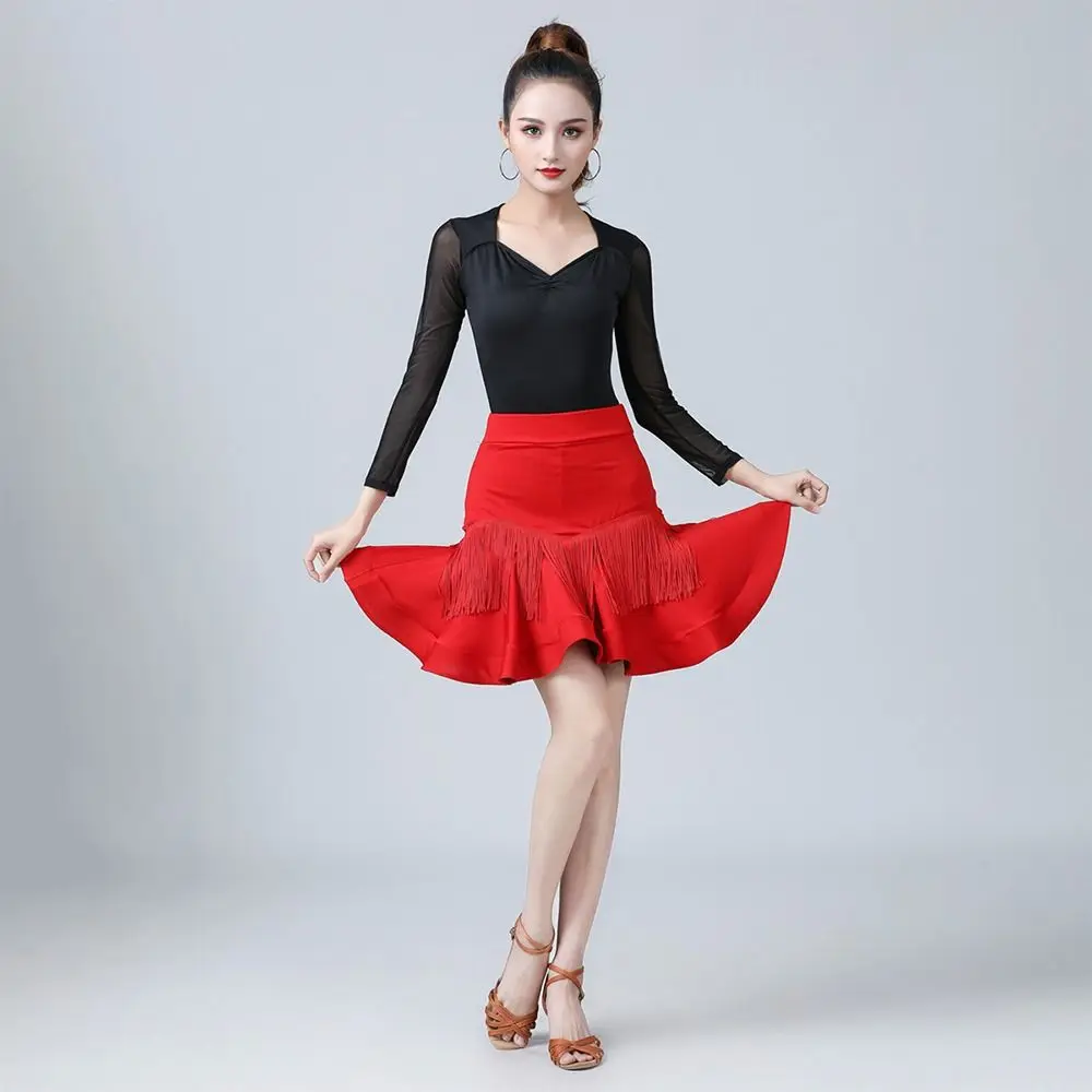 

Юбка для латинских танцев с кисточками, профессиональная одежда для танцев чача, юбка для бальных танцев, сценический костюм, короткая юбка для танцев самбы для женщин