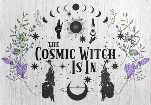 The Cosmic Witch is in Metal Sign Witchy Decor Pagan Black Cat Metal Tin Sign Poster Wall Plaque