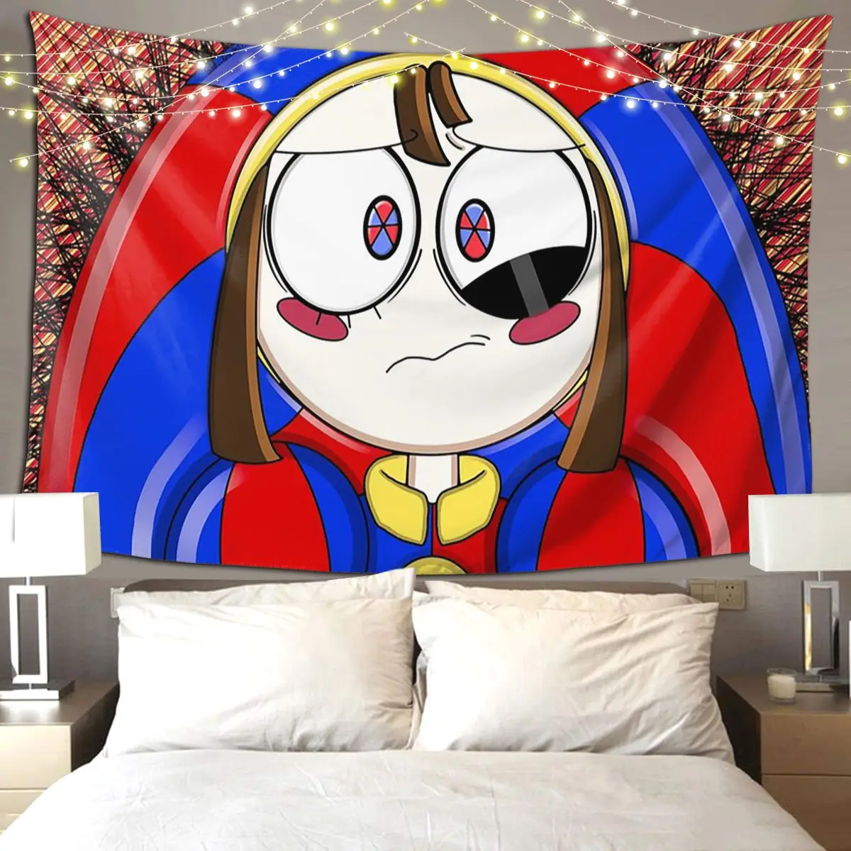 

Pomni The Amazing Digital Circus Tapestry Funny Wall Hanging Aesthetic Home Decoration Tapestries for Living Bedroom Dorm Room