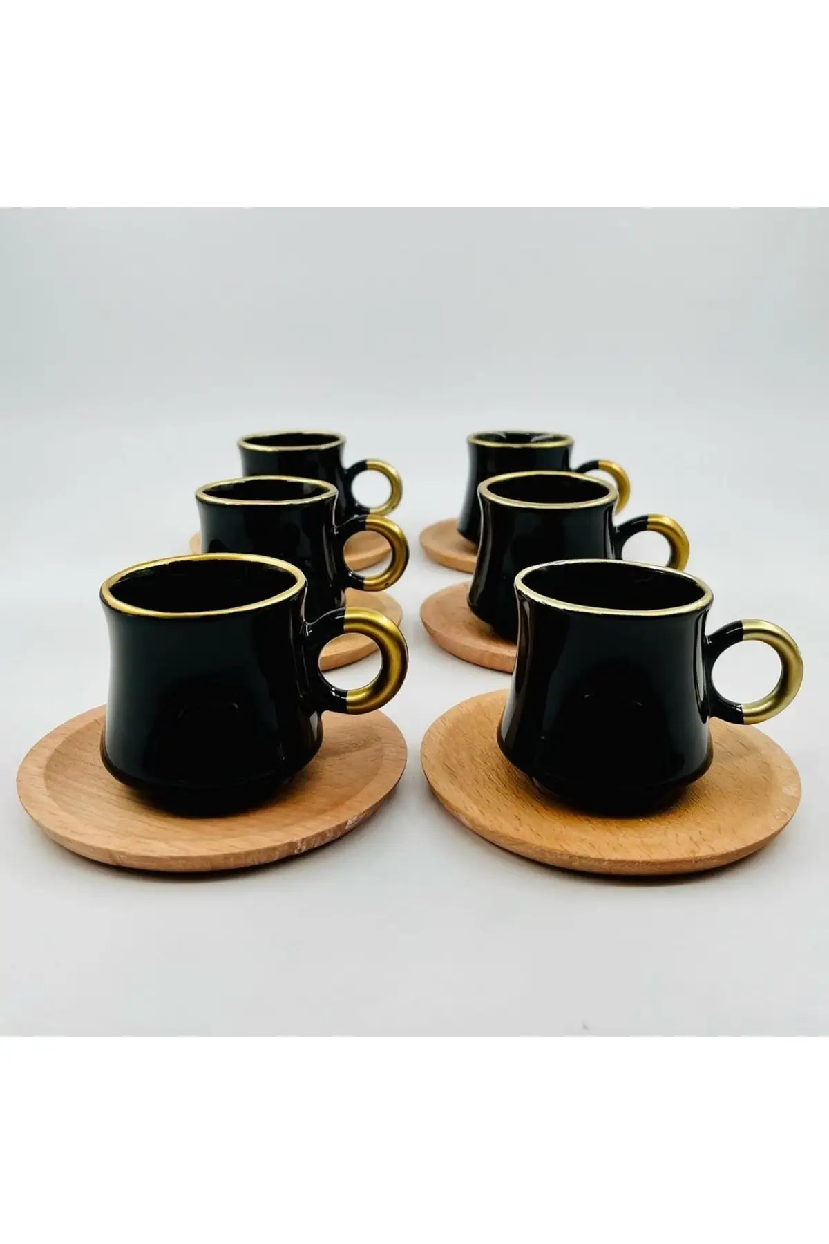 

DOLBOVI bamboo plate 6 person coffee set bamboo cup set with gilded