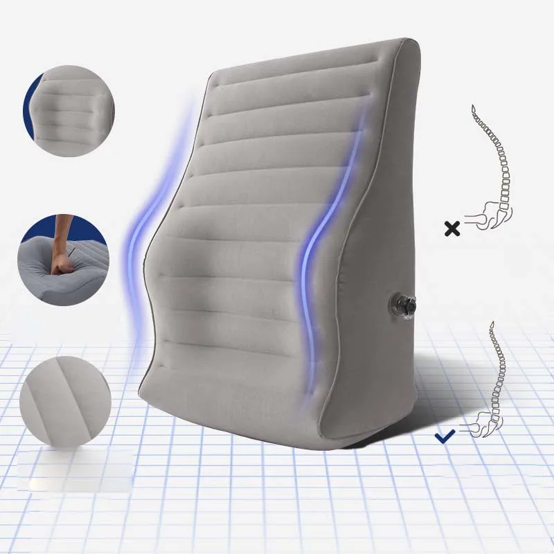 Almohada de soporte Lumbar para asiento de coche, cojín inflable para respaldo, silla de oficina, comodidad curva ergonómica