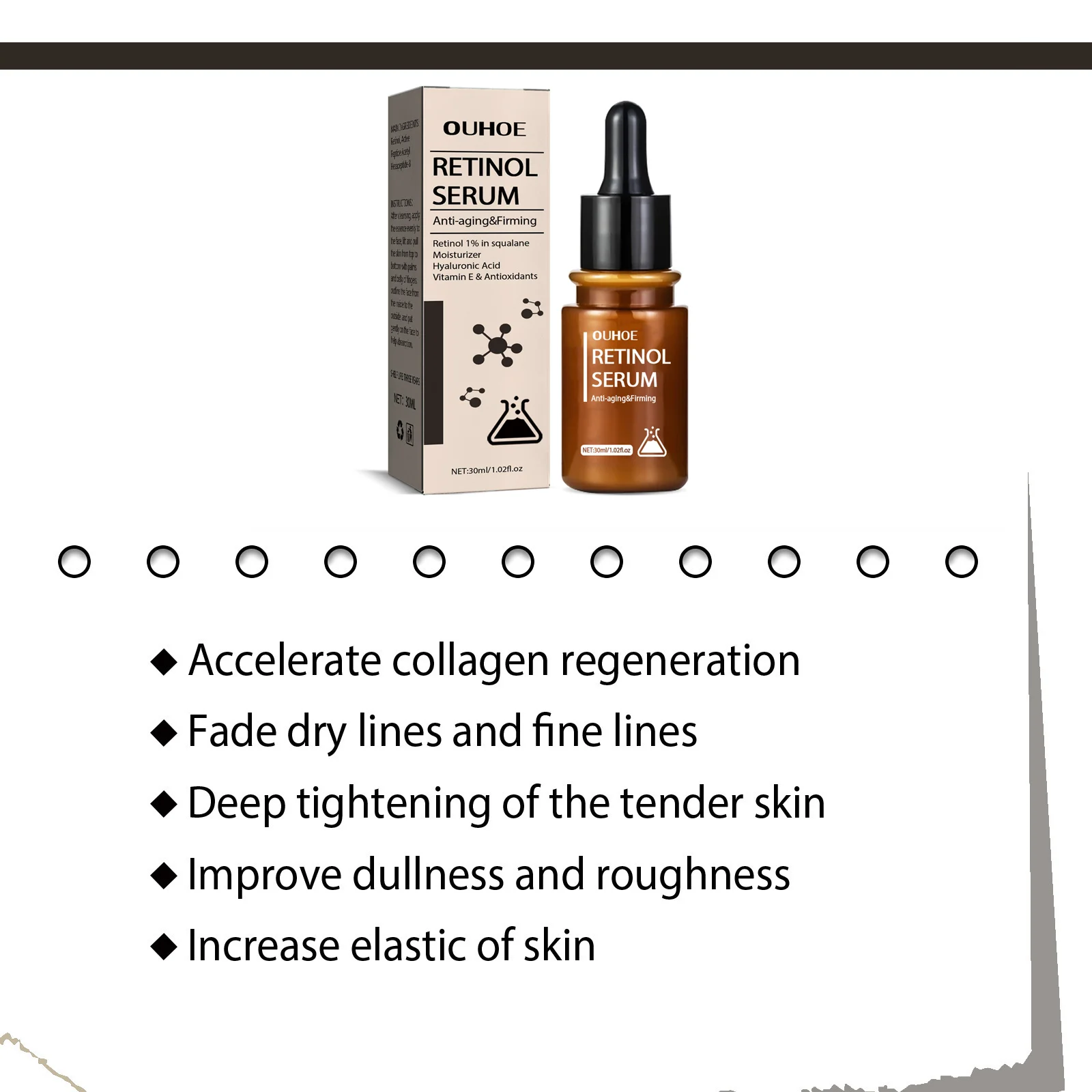 Retinolo Anti Rughe Siero Lifting Dissolvenza Linea Sottile Anti Invecchiamento Migliora I Piedi di Gallo Rassodante Stringere Illumina Essenza Idratante