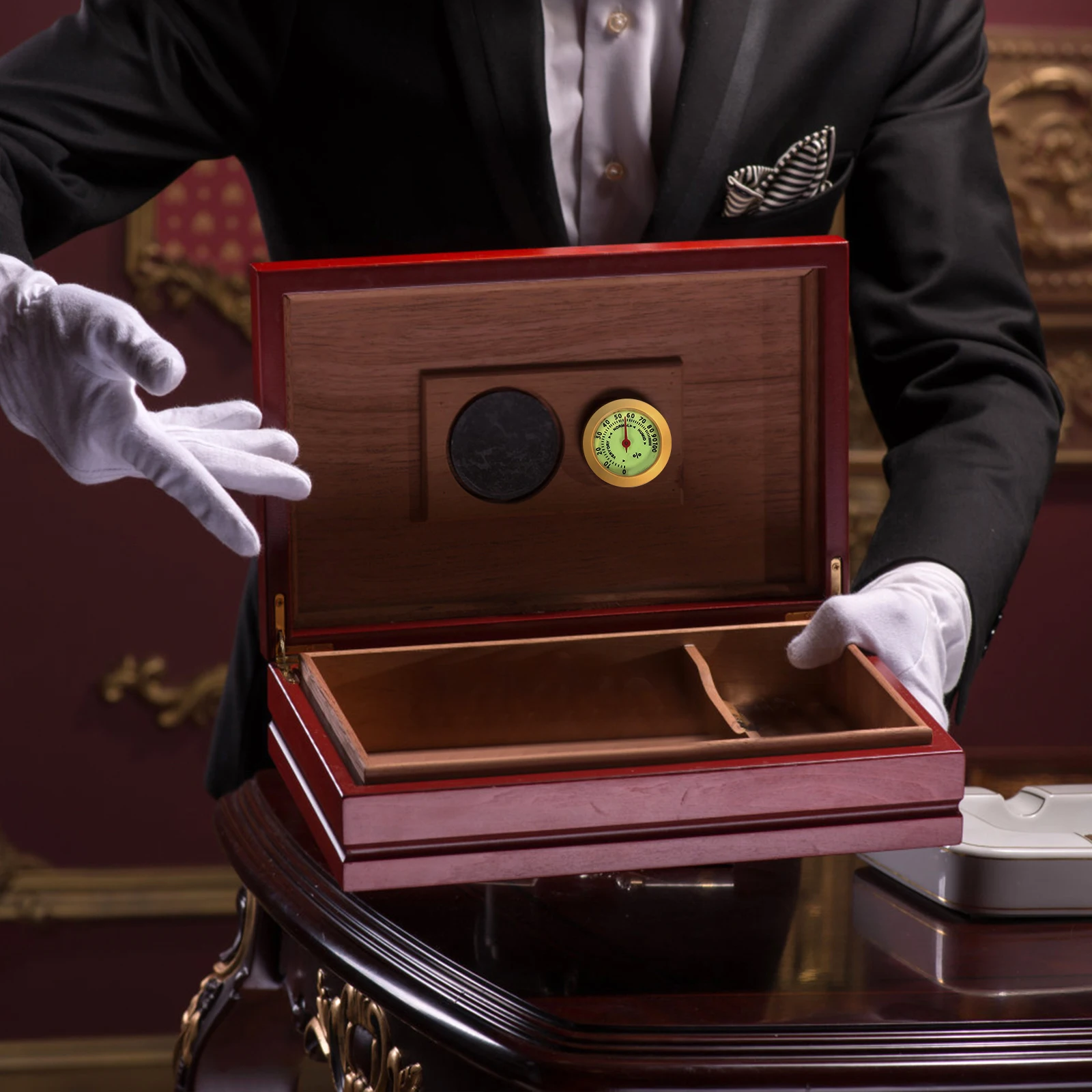

Mechanical Cigar Round Gauge Humidor Cigar Box Hygrometer Accessory Small Storage Box High Precision Analog Home Use