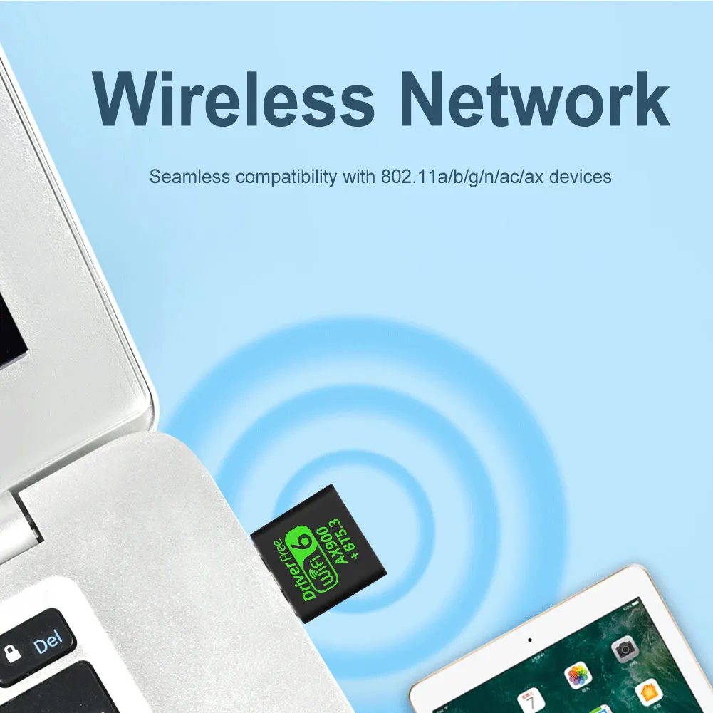 USB WiFi 6 محول 5.3 متوافق مع بلوتوث 2in1 دونغل 900Mbps ثنائي النطاق 2.4/5.8 جيجا هرتز شبكة WiFi جهاز استقبال Wlan اللاسلكي
