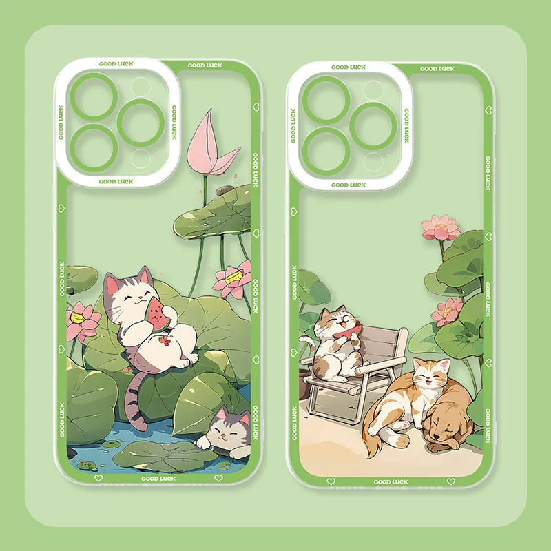 Cartoon Lovely Cat Case for Samsung Galaxy M53 M33 M52 M42 M22 5G M32 M13 4G M62 M51 M31S M22 M21 M12 M11 M02S M01 Clear Cover