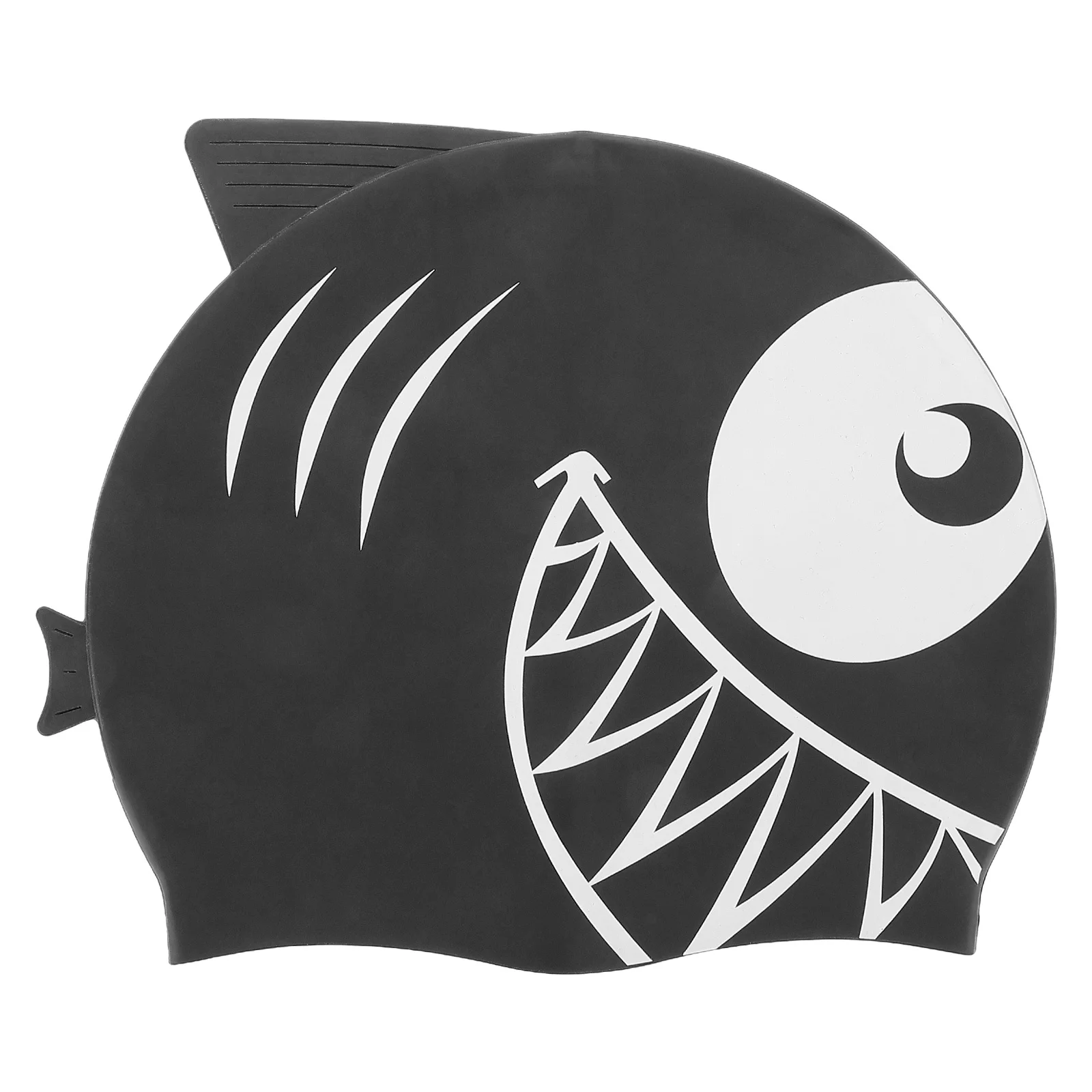 

Детская силиконовая водонепроницаемая шапочка для плавания с защитой ушей, для бассейна и пляжа, с мультяшным рисунком, черная, для мальчиков и девочек