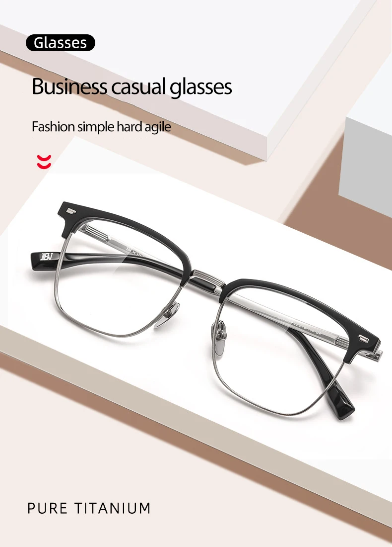 Reines Titan Rahmen Gläser Vollrand Brillen Federscharniere Männer Stil Kurzsichtige Brille Neue Ankunft Gläser – Detail 5