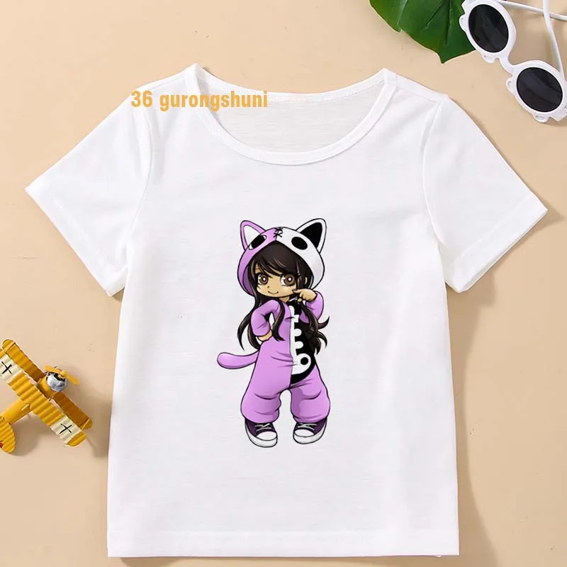 T Shirt For Girls Clothing Children Tshirt Girl cartoon Aphmau Graphic T Shirts Kids Clothes Boys t-shirts summer Short Sleeve