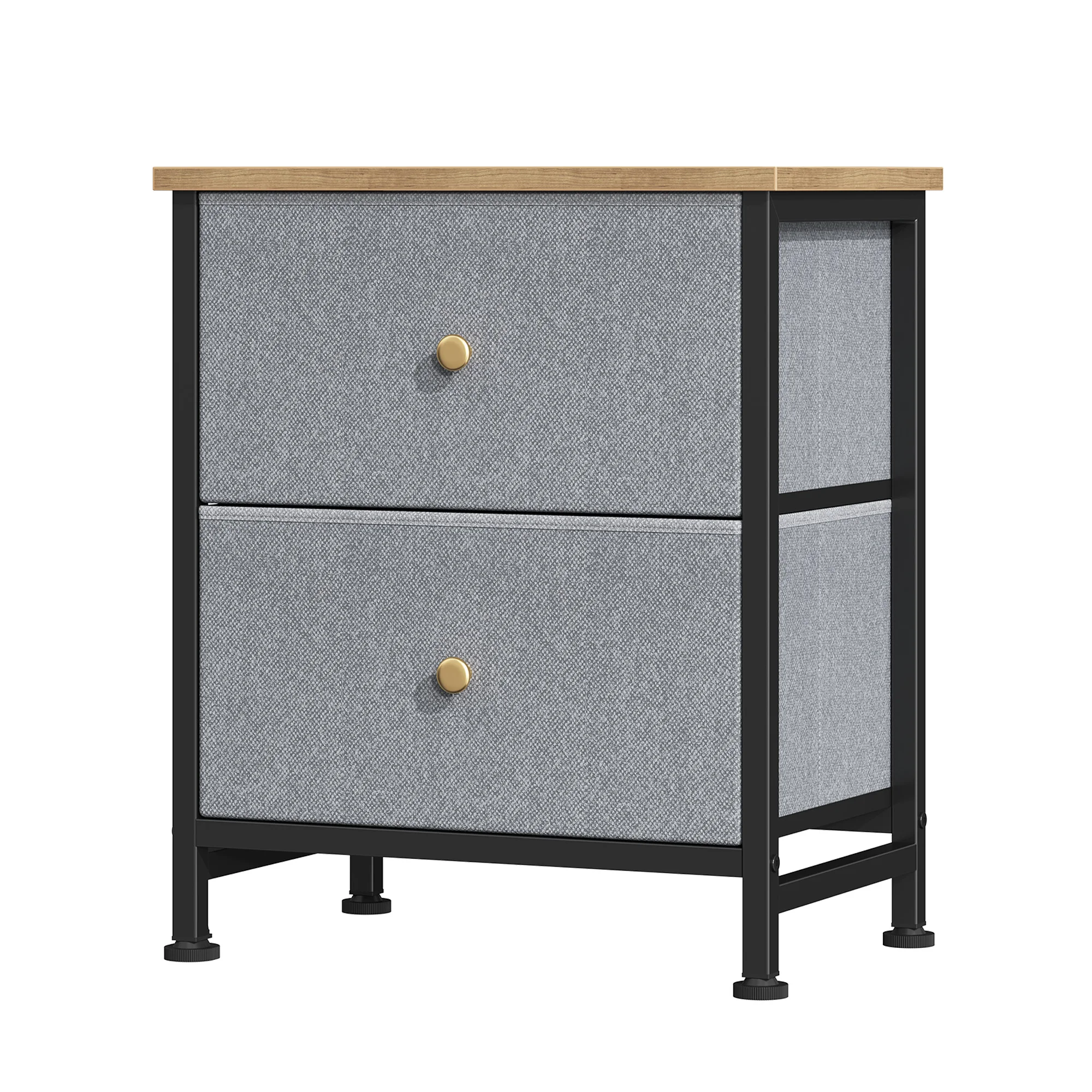 JHK Nightstand Bedside Table 2 Fabric Drawers Storage Cabinet Coffee Sofa Tea Table Clothes Display Chest for Bedroom Furniture