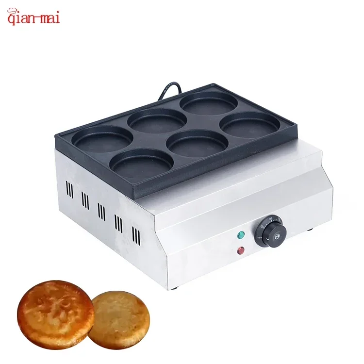 Hot Selling High Top Quality Hamburger Maker 6 Pcs Cast Iron Non-Stik Round Plate Commercial Pancake Hamburger Making Machine