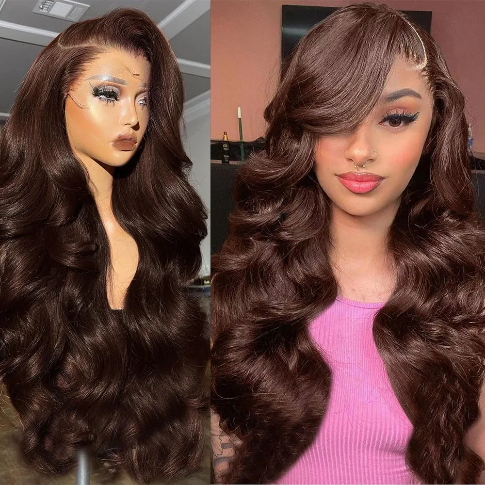 # 4 الشوكولاته براون الجسم موجة الدانتيل شعر مستعار أمامي شفاف 13x6 HD الدانتيل الباروكات الأمامية قبل قطعها الملونة 100% خصلات الشعر المستعار الإنسان 13x4