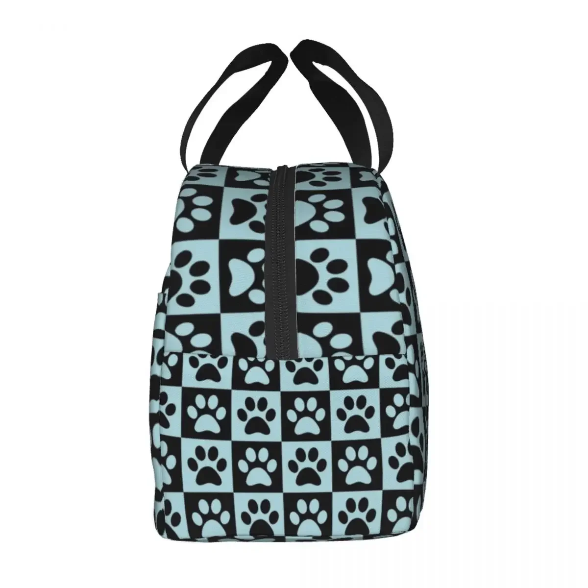 Checkered Dog Paw Print Insulated Lunch Bag for Work School Leakproof Thermal Cooler Lunch Box For Women Kids Food Tote Bags