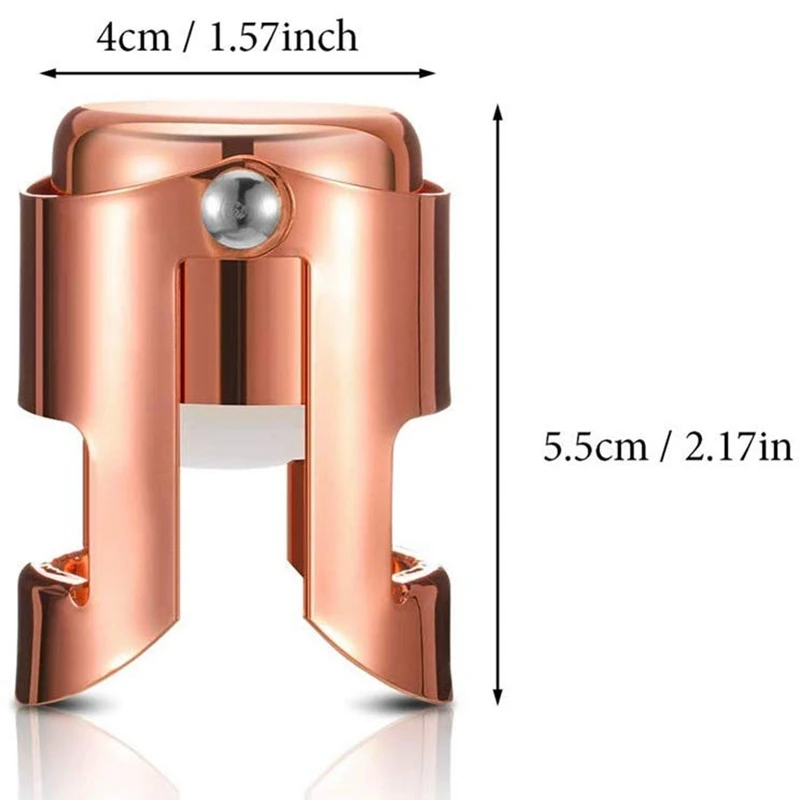 3X Champagne Bottle Stopper Rose Gold Stainless Steel Champagne Sealer Plug Super Powerful Seal Reusable Wine Saver