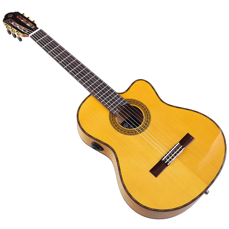 High Gloss Classical Guitar 6 String Flamenco Guitar 39 Inch Nylon Guitar Yellow Color