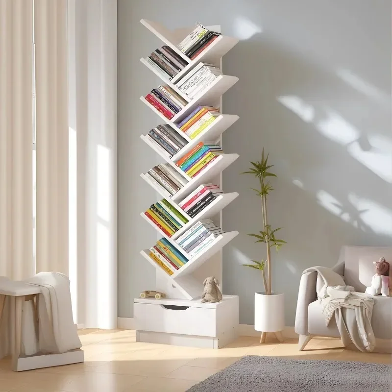 Tree branch bookshelf Floor shelf Living room against the wall Corner storage shelf Student storage Picture book shelf