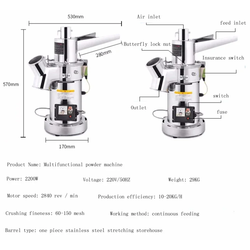 Multifunctional Powder Grinder Pellet Grain Milling Machine Pulverizer Continuous Pulverizer Food Grinding Machinery