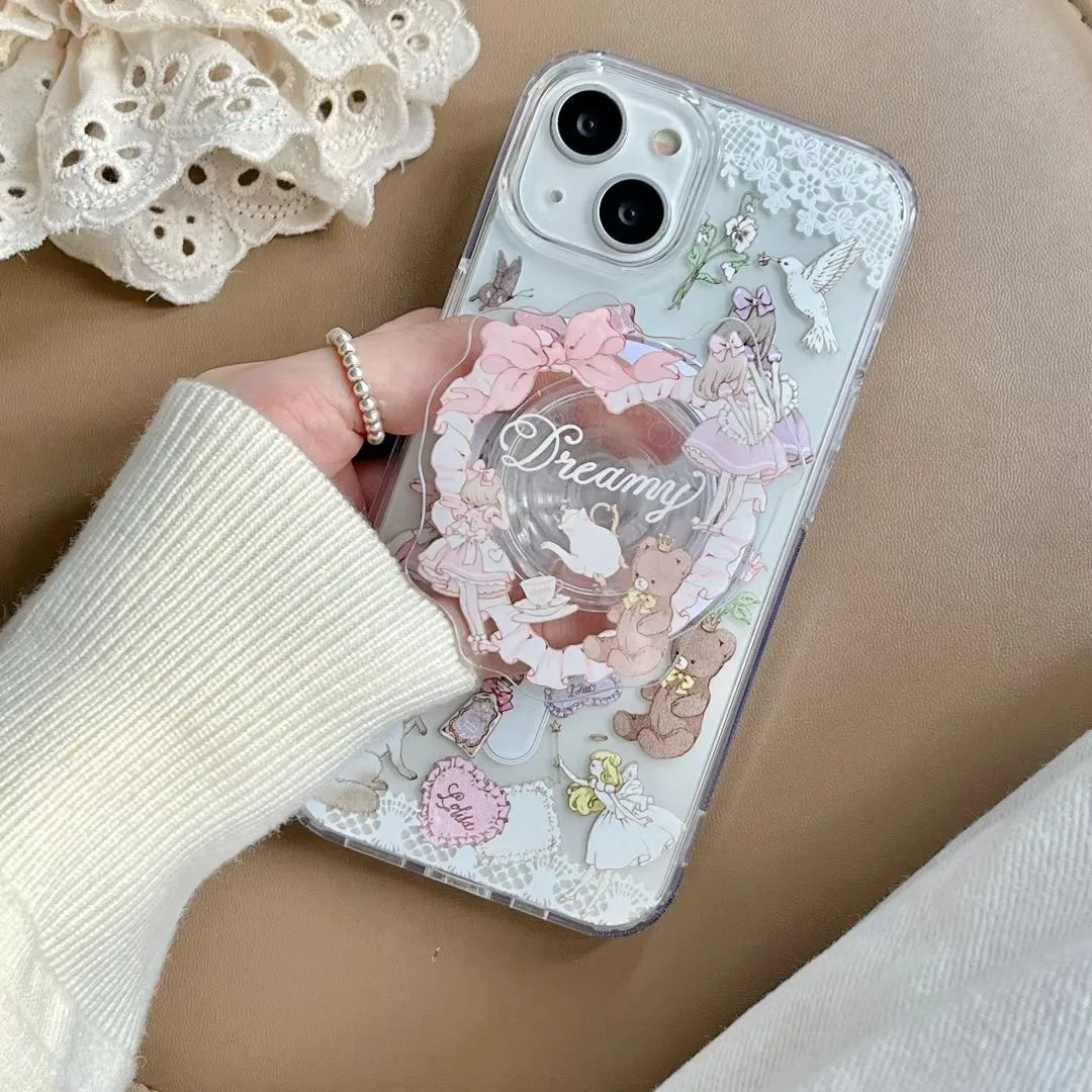 Heart Love Beautiful Princess Happy Birthday Wireless Charging For Magsafe Case For iPhone 15 14 13 12 11 Cute Bear Cover