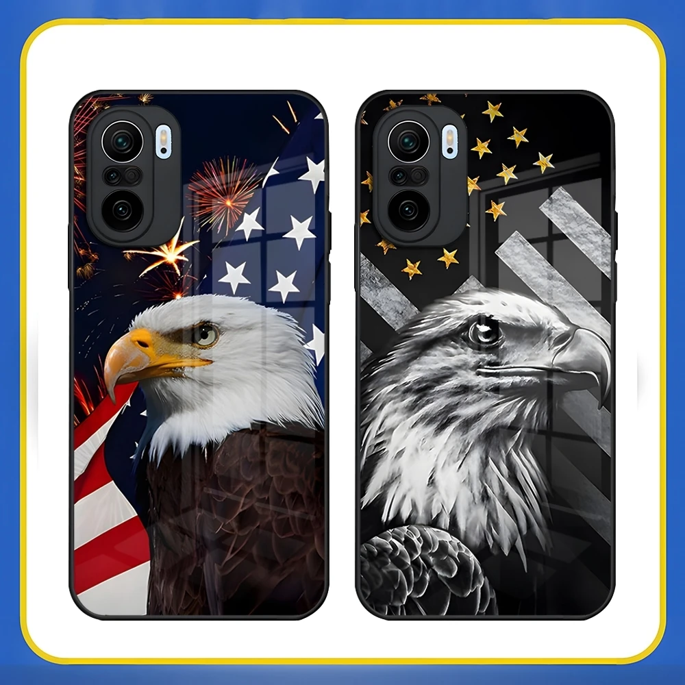 American USA Flag Eagle Phone Case For Redmi 13 12 13c 12c Note 13 Pro Plus 11 12 Pro 10 12s 11s Tempered Glass Cover