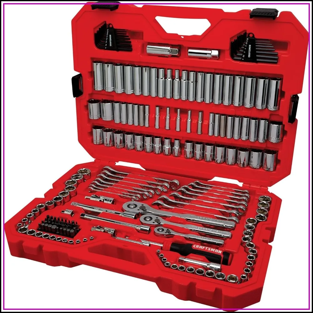 

189 Pcs Mechanic Tool Set, 1/4 3/8 1/2 Drive Socket Set with 72 Tooth Ratchet, SAE & Metric, Deep Sockets, Wrenches, Hex Keys, Bits