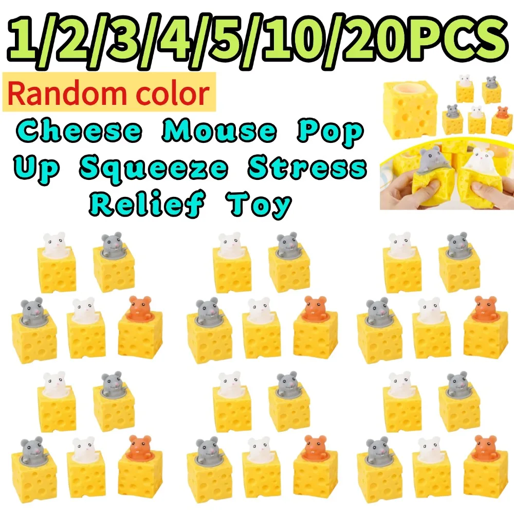 20 Stück Pop-up-Maus-Käse-Stressspielzeug, weiches, elastisches Quetschspielzeug, kreatives Entspannungsspielzeug, Fidget-Spielzeug zur Angstlinderung, Geschenk für Kinder