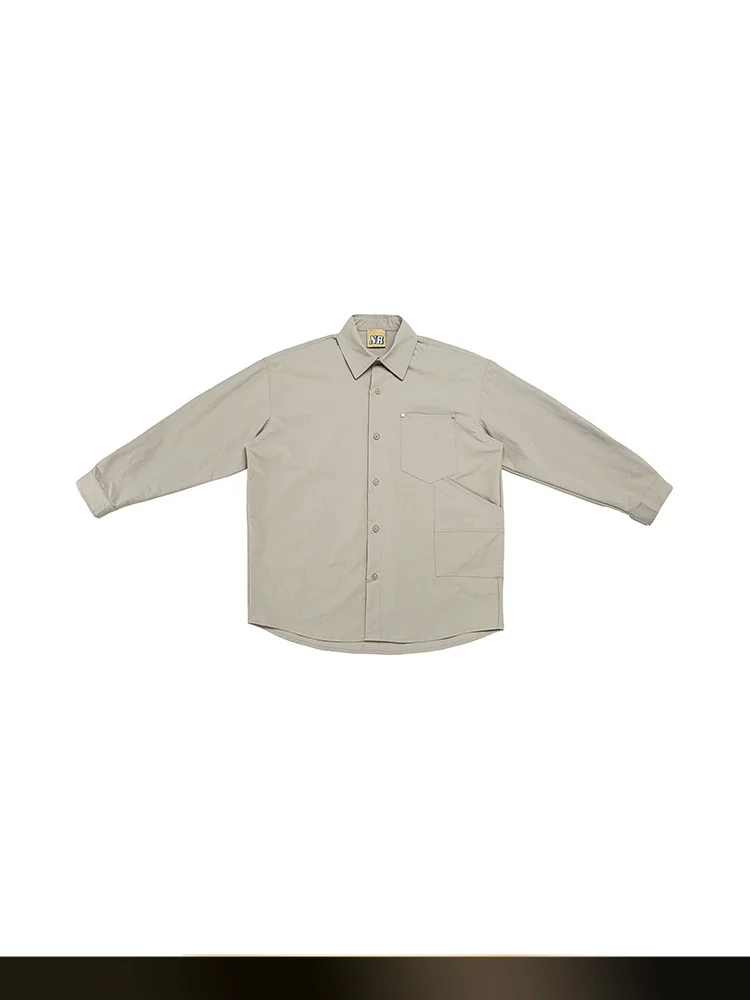 

American Retro Detroit Waed Cotton Feel Patch ket Men's irt Loose All-Match Couple's Outerwear Autumn Season
