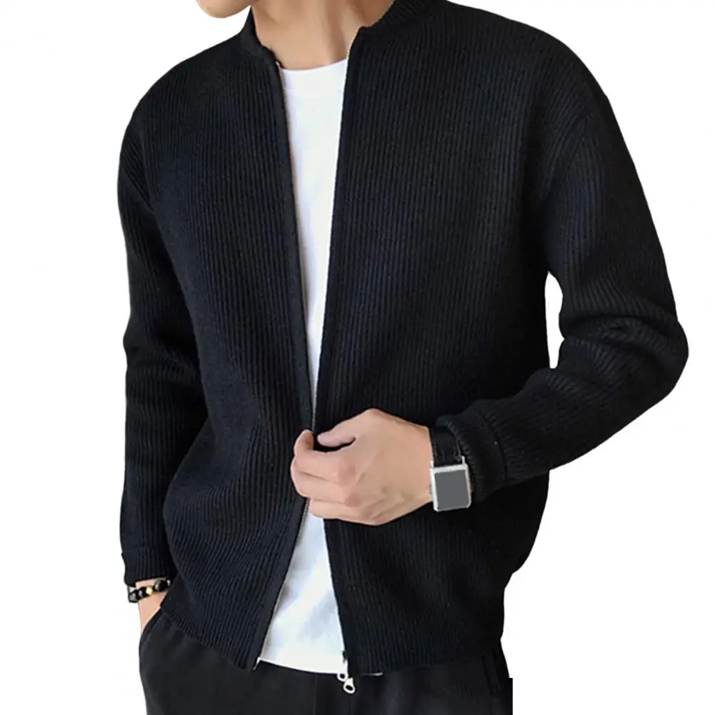 Classic Casual Coat Anti-pilling Men Coat Zipper Closure Autumn Winter Cardigan Sweater Jacket  Cold-resistant