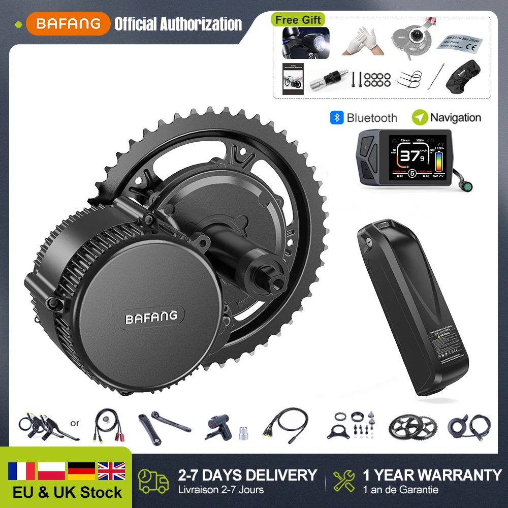 Bafang 500W Electric Motor Kit 36V Mid Drive eBike Engine BBS02B BBS02 Electric Bicycle Bike Conversion Kit 25Ah 17.4Ah Battery