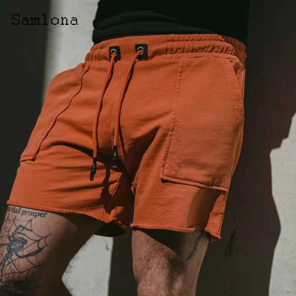 Orange Black Drawstring Shorts Men Fashion Sports Run Short Pants Male Sportwear 2025 Stylish simplicity Casual Beach Shorts New