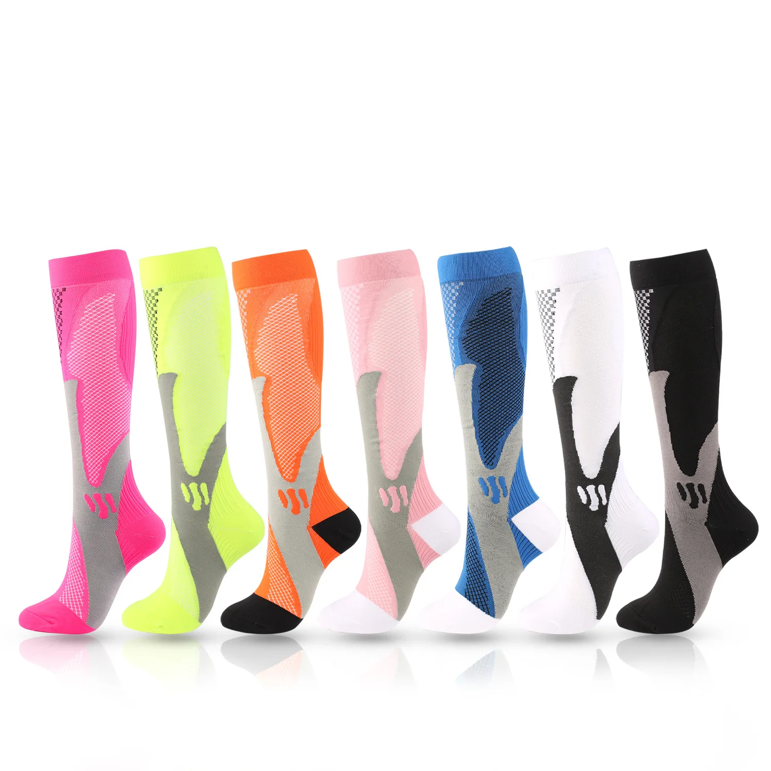 

Unisex Knee-high Compression Socks Marathon Running Socks for Men Women Anti Slip Sports Gym Cycling Bike Soccer Grip Socks