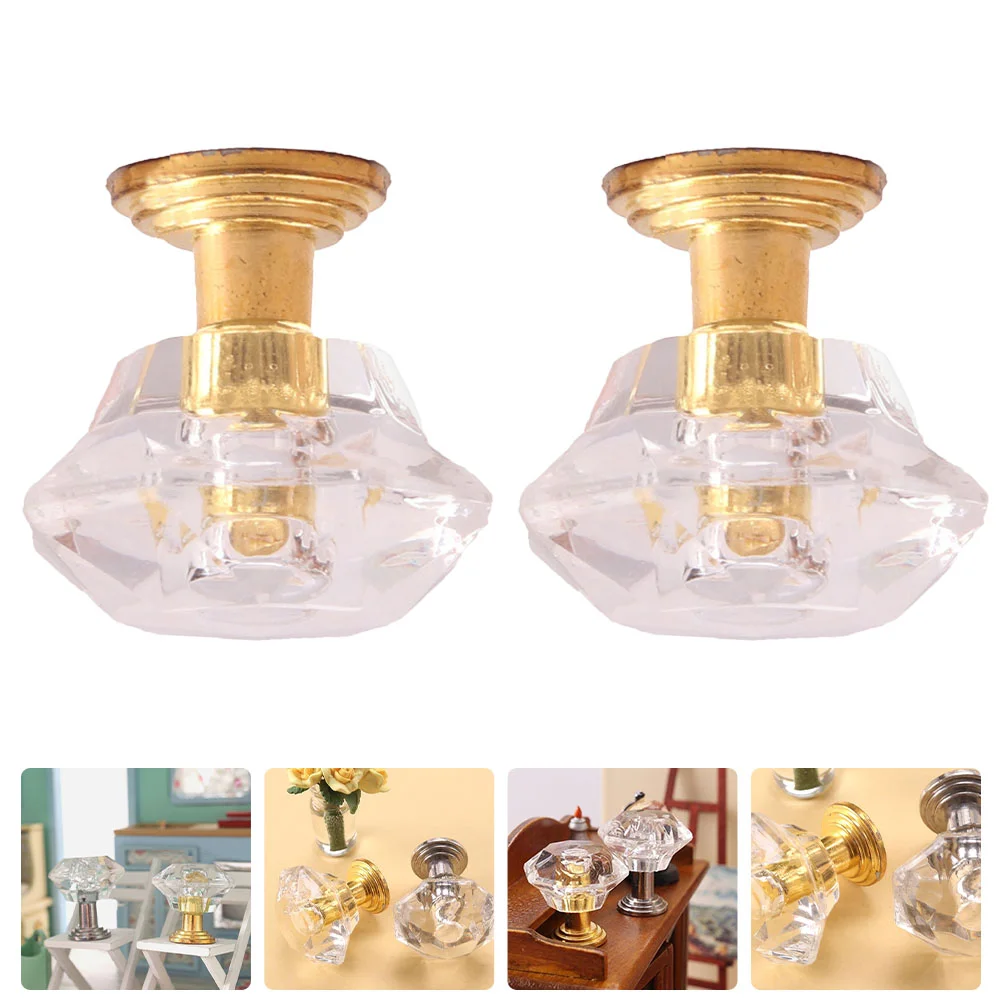 

Portable Mini Chandelier Model Puncture Miniature Furniture Acrylic Simulation Lamp