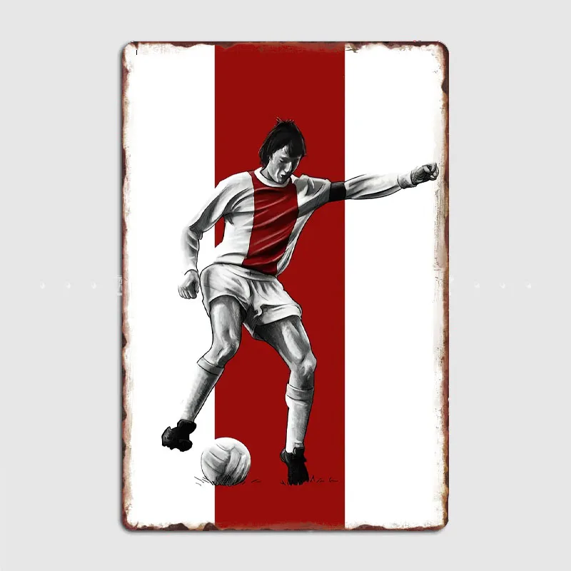 

John Cruijff Football Player Retro Posters Metal Poster Pub Sign Garage Club Bar Indoor Wall Room Decoration Home Decor
