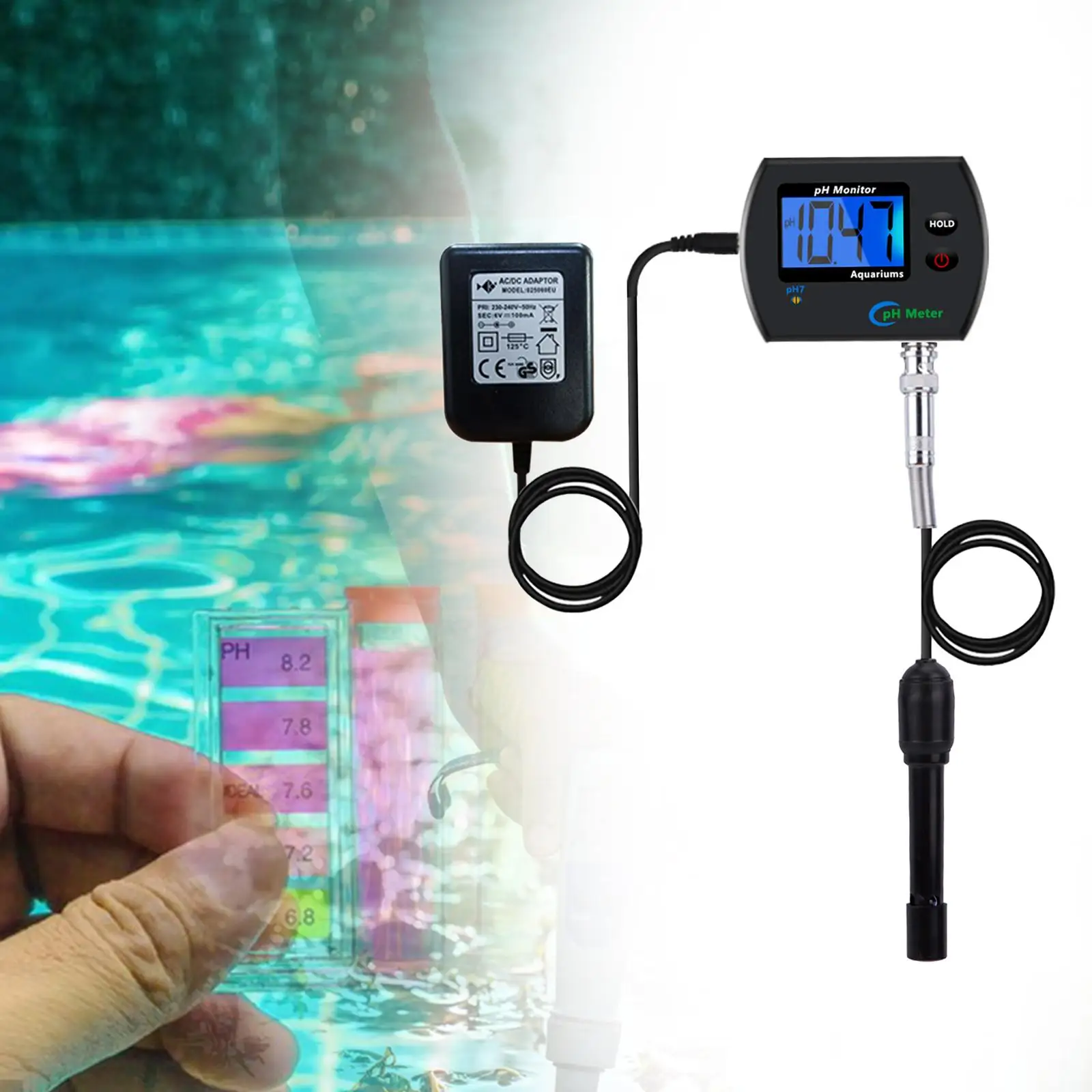 Pool Water Quality Tester Compact Lightweight Analyzer Check Test Tool for Saltwater Pool Aquarium SPA Swimming Pool Aquaculture