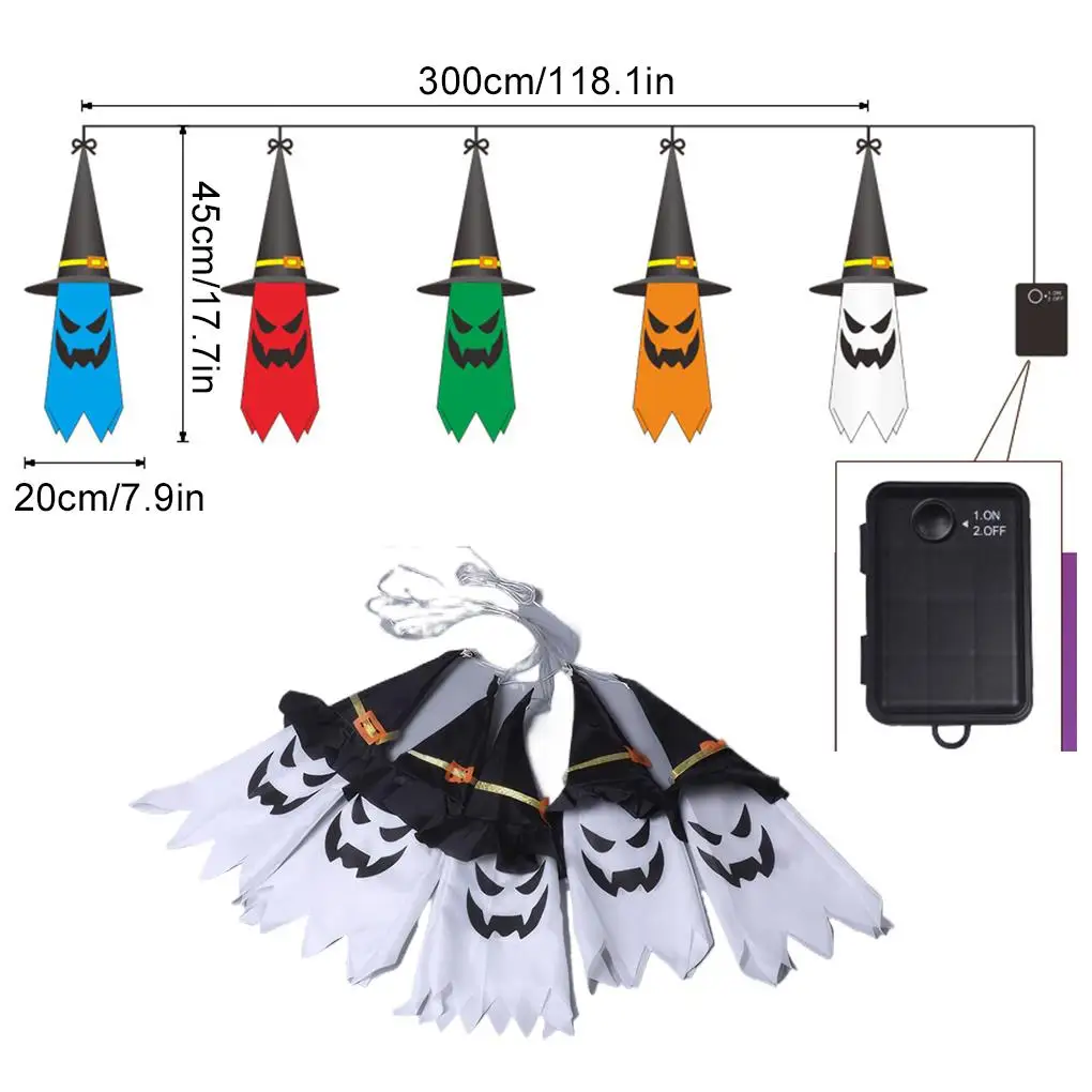 Halloween Horror Atmosfera Criativa Pendurado Decorações, Casa Assombrada Decoração Cena, Luzes LED Fantasma, Novo, 5pcs por conjunto