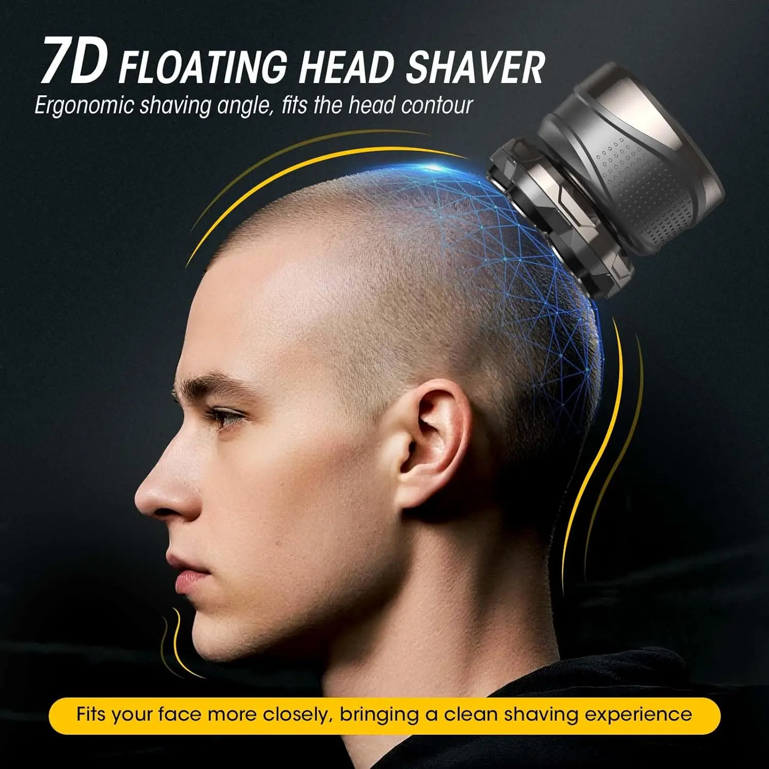 7D Head Shaver for Bald Men Upgraded Magnetic Floating Electric Razors Rechargeable Shavers for Scalp Face Beard Body