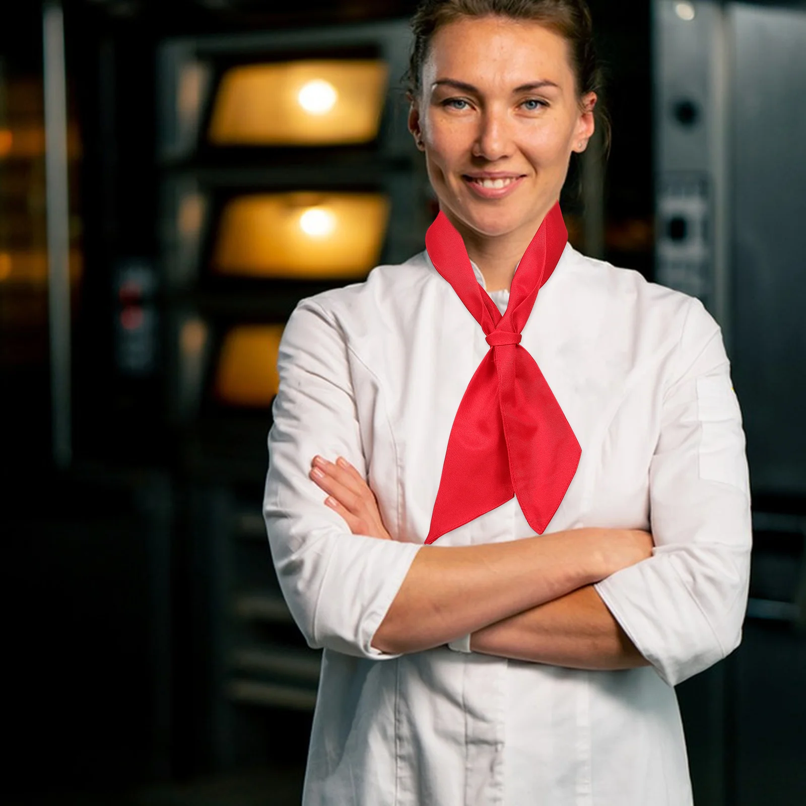 Coton rouge Chef écharpe foulard hommes femmes respirant confortable personnel de cuisine Restaurant barbecue cuisine travail uniforme accessoire