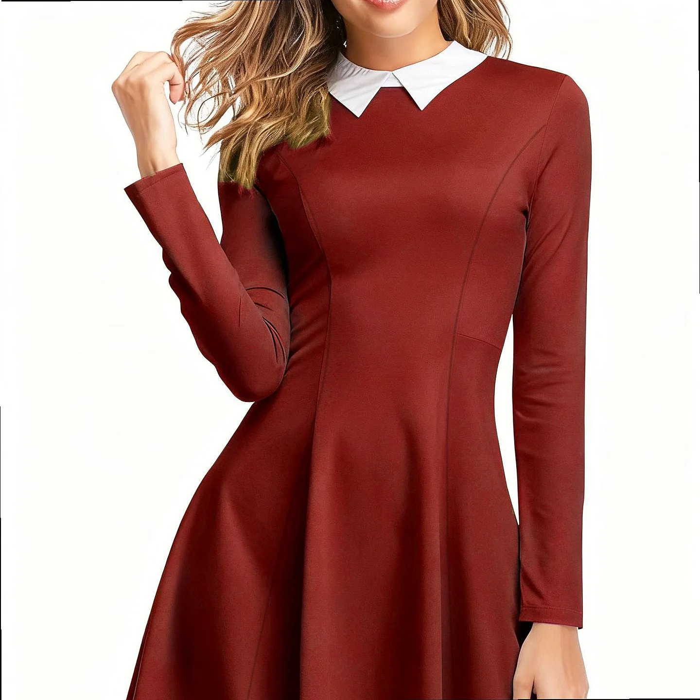 Elegant Long Sleeve Dress Women Vintage Black Slim Fit Flowy Midi Dresses Spring Summer Casual view 2