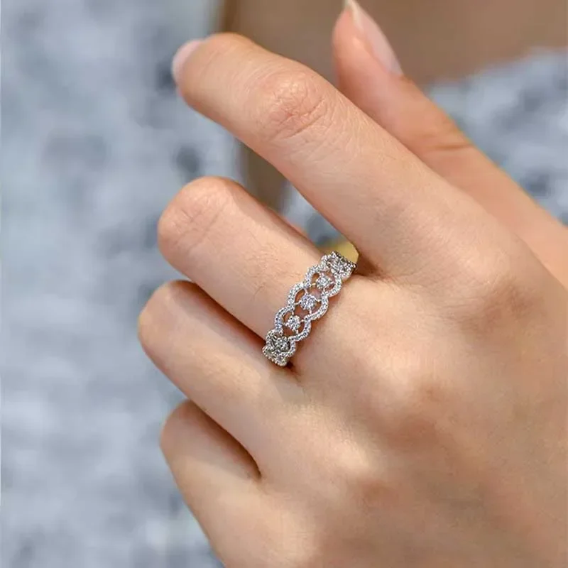 FCGJHW Moissanite Ring S925 Sterling Silver For Women Lace Wedding Band Lab Diamond Hollowed-out Row Rings Jewelry Gifts 2026