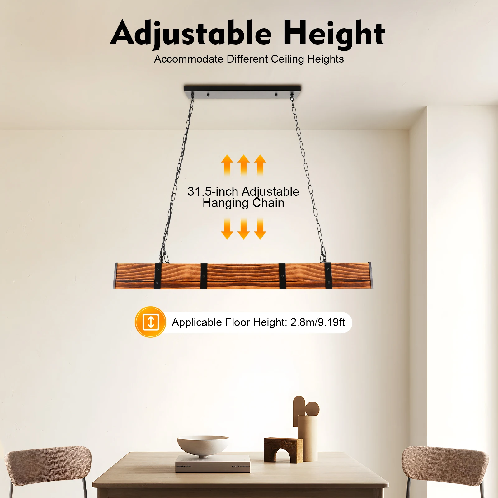 

4* LED Spotlights Solid Wood Pendant Light LED Vintage Pendant Light Retro Hanging Lamp