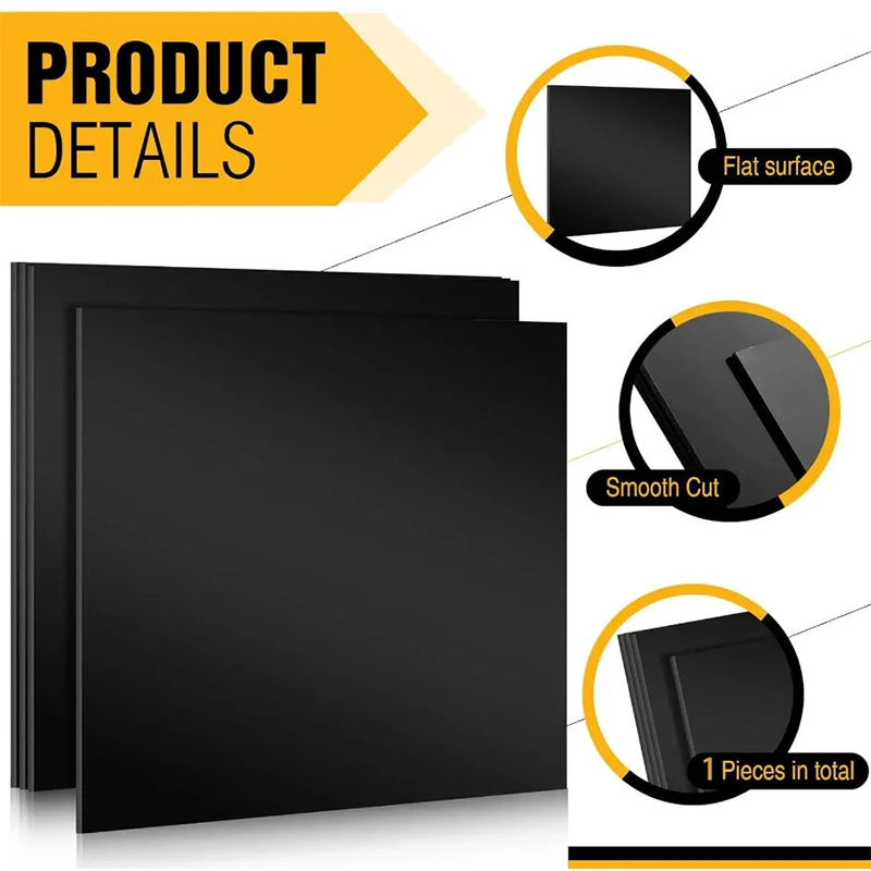 Plexiglass Sheets 1/8 inch Thick - 3mm Black Cast Acrylic Sheet for DIY Project, Craft, Acrylic Sign Wedding Invitation